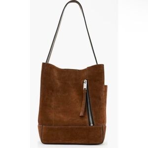 AllSaints Alba Brown Suede Hobo Bag